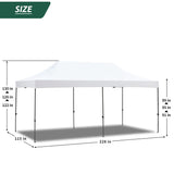 EROMMY 10' x 20' Pop Up Canopy Tent, Commercial Instant Canopy with Roller Bag, 6 Sand Bags, Outdoor Canopies for Festival, Event, White EROMMY