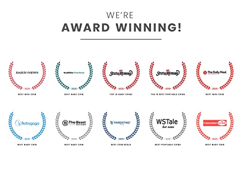 Delta Children Folding Portable Mini Baby Crib with 1.5-inch Mattress - Greenguard Gold Certified, White Delta Children