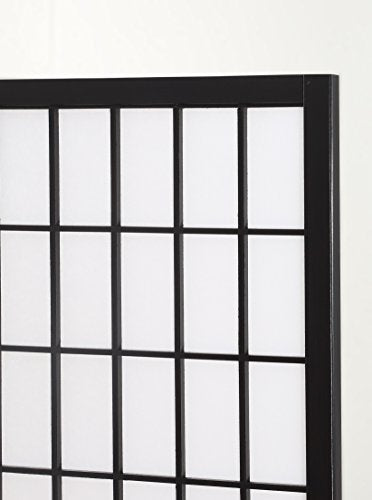 Roundhill Furniture Oriental Shoji 4 Panel Screen Room Divider, Black Roundhill Furniture