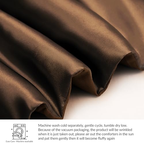Whale Flotilla 3-Piece Reversible Silky Soft King Size Comforter Bedding Set, Luxurious Satin Comforters Oversized with 2 Satin Pillowcases, Lightweight Duvet for All Seasons, Brown Whale Flotilla