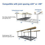 FLEXIMOUNTS Pro 4x8 Overhead Garage Storage Rack,Adjustable Garage Storage Organization Systerm,Heavy Duty Metal Garage Ceiling Storage Racks,800lbs Weight Capacity,Black FLEXIMOUNTS