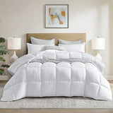 Winter Extra Warm White King Size Down Alternative Comforter, Heavyweight All Season Fiberfill Comforter Duvet Insert 106x90 with Corner Tabs - Ultra Soft Brushed Microfiber Shell Dorrin Nessin