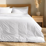 Bare Home 100% Organic Cotton Queen Duvet Cover Set - Crisp Percale Weave - Lightweight & Breathable - Cooling Duvet Cover Set (Queen, White) Bare Home