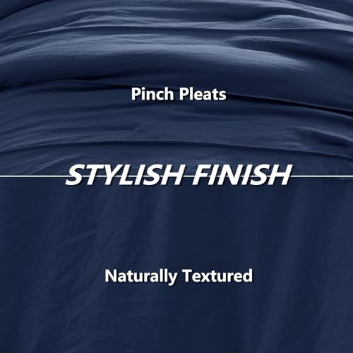 CozyLux Full Size Comforter Sets Navy Blue, 7 Pieces Soft Pinch Pleat Bed in a Bag Full Comforter Set with Sheets, Boho Bed Set with Down Alternative Comforter, Sheets, Pillowcases & Shams CozyLux