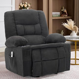 Rocker Recliner Chair with Massage and Heat, Recliner Chair for Adults, Nursery Rocking Chairs for Living Room, Ergonomic Comfy Relining Chair with Cup Holders, USB Charge Port, Side Pockets, Black