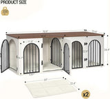 Hzuaneri 71" Dog Crate Furniture for 2 Dogs, Heavy Duty Indoor Dog Kennel TV Stand, XL Wooden Dog Cage with Divider for Medium Large Dogs, End Table Dog Crate with Cushion, White Brown DFC81914B Hzuaneri