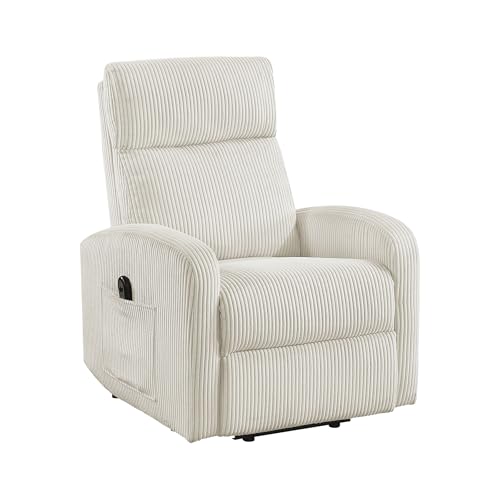 Lexicon Power Lift Recliner Chair for Elderly with Remote Control, Gentle Lift Motion, Side Pocket Armrest, Corduroy Upholstered Electric Recliner for Living Room/Bedroom, Easy Assembly, Beige Lexicon