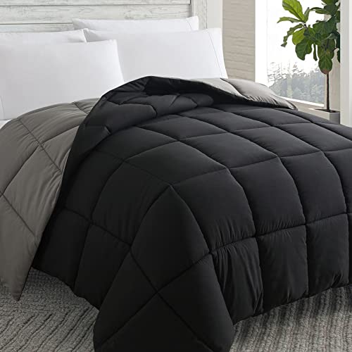 Cosybay Down Alternative Comforter (Black/Grey, Full) - All Season Soft Quilted Full Size Bed Comforter - Duvet Insert with Corner Tabs -Winter Summer Warm Fluffy, 82x86 inches Cosybay