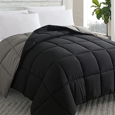 Cosybay Down Alternative Comforter (Black/Grey, Full) - All Season Soft Quilted Full Size Bed Comforter - Duvet Insert with Corner Tabs -Winter Summer Warm Fluffy, 82x86 inches Cosybay
