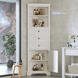 Merax 69" H Tall Corner Cabinet with Adjustable Shelves and Drawers, Storage Bookshelf Space Saver for Bathroom or Kitchen, White Merax