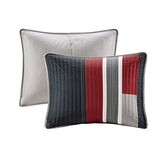 Comfort Spaces Quilt Set Trendy Casual Fun, Vibrant Color Design, Hypoallergenic All Season, Lightweight Coverlet Bedspread Cozy Kids Bedding & Sham Twin/Twin XL Pierre Black/Red Stripe 2 Piece Comfort Spaces