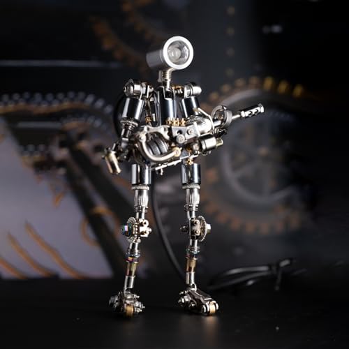 Mostarle Terminator M 3D Metal Puzzle, Arcynix DIY Mechanical Robot Model Kit, Sci-Fi Design LED Light Feature Unique Gift for Adults & Teenager (Blue)