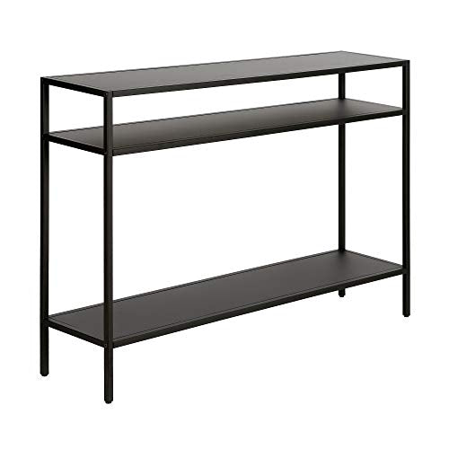 Henn&Hart 42" Wide Rectangular Console Table with Metal Shelves in Blackened Bronze, Entryway Table, Accent Table for Living Room, Hallway Henn&Hart