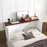 DaiNNCN Cabinet Murphy Bed with Storage Drawer and Charging Station,Cube Foldable Platform Bed,Space-Saving for Living Room,No Box Spring Needed,Queen Size,White+Walnut DaiNNCN