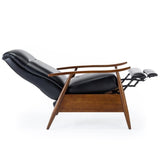 Comfort Pointe Solaris Black Faux Leather Wooden Arm Push Back Recliner Chair Comfort Pointe