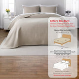 Oversized Queen Quilt Set–102"x106" Soft Washed 3-Layer Lightweight Bedspread with Multi-Lock Quilting,Minimalist Nordic Bedding,All-Season Quilt Set for Spring & Summer,(1 Quilt + 2 Shams), Oatmeal DAWNDIOR