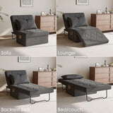 DSNAPE Convertible Sofa Bed with 5-Level Adjustable Backrest, 74" D x 37" W 4-in-1 Folding Ottoman Sleeper Chair Bed, Modern Single Futon Couch for Living Room Apartment Dorm Small Space, Dark Grey DSNAPE