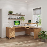 Bush Furniture Somerset 72W 3 Position Sit to Stand Adjustable Standing L Shaped Desk in Maple Cross, Ergonomic Corner Computer Office Table Bush Home