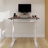 roomfitters 31.5" Adjustable Height Study Desk – Compact Multi-Purpose Desk, Manual Crank Standing Desk with 330 lbs Load Capacity, Gray roomfitters