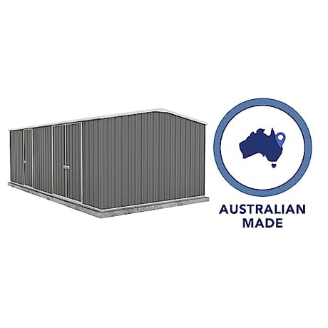 Absco Workshop 20 Ft. x 10 Ft. Metal Storage Shed DIY Galvanized Steel Sheds for Lawn Mower, Equipment, Workbench, Tools, Garden in The Yard, Garden, Patio, Outdoor Storage (Woodland Gray) ABSCO