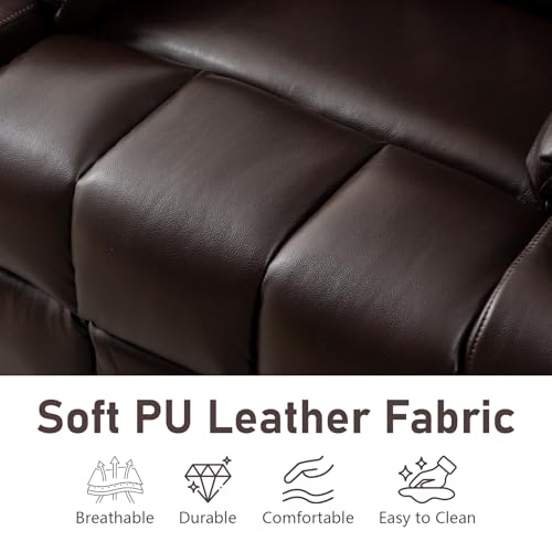 RHHVVR Oversized Power Recliner Chair for Big and Tall 400 LBS, 25.5" Extra Wide Electric Lift Chair with Heat and Massage, Dual Motor 180° Lay Flat Recliner Living Room Sofa, PU Leather Big Recliner