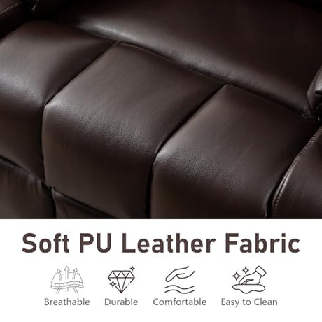 RHHVVR Oversized Power Recliner Chair for Big and Tall 400 LBS, 25.5" Extra Wide Electric Lift Chair with Heat and Massage, Dual Motor 180° Lay Flat Recliner Living Room Sofa, PU Leather Big Recliner RHHVVR