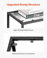 VEVOR 3-Tier Glass Console Table, Modern Rectangle Sofa Side Table with Tempered Glass Top and Iron Legs, Golden Consloe Desk with Anti-Tip Device for Living Room, Hallway, Entryway, Foyer, Black VEVOR