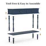 ARTPOWER Console Table for Entryway with 2 Drawers-Minimal Assembly,Blue Retro Entryway Table with Storage Cabinets and Open Shelf,Narrow Long Couch Table Behind Sofa for Living Room,Foyer,Hallway ARTPOWER