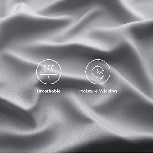 Bedsure Queen Sheet Set, Rayon Derived from Bamboo, Cooling Sheets, Deep Pocket Up to 16", PureWoven, Breathable & Soft, Hotel Luxury Silky Bedding for Hot Sleepers, Silver Grey Bedsure