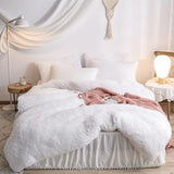 HAIHUA Faux Fur White Comforter Cover Twin Set, Fuzzy White Twin Bedding Set 2 Pieces (1 Fluffy Duvet Cover + 1 Plush Plush Pillow Cases) Furry Bed Set, Fluffy Bed Set, Zipper Closure HAIHUA