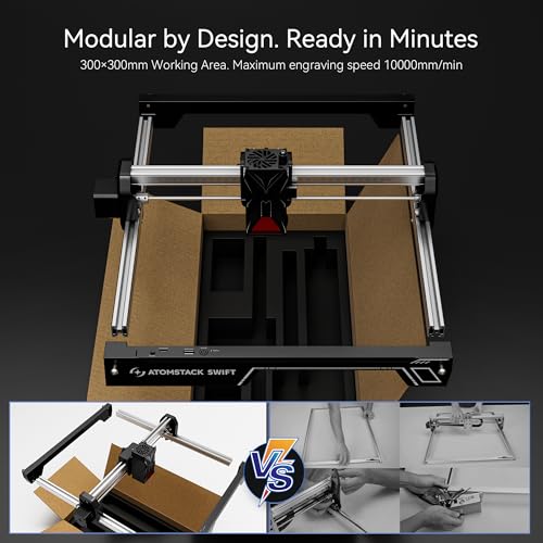 ATOMSTACK Swift 12W Laser Engraver, Swift 12W Laser Cutter, 0.06mm High Accuracy Laser Engraving Machine for Wood and Metal, Dark Acrylic, Glass, Leather ATOMSTACK