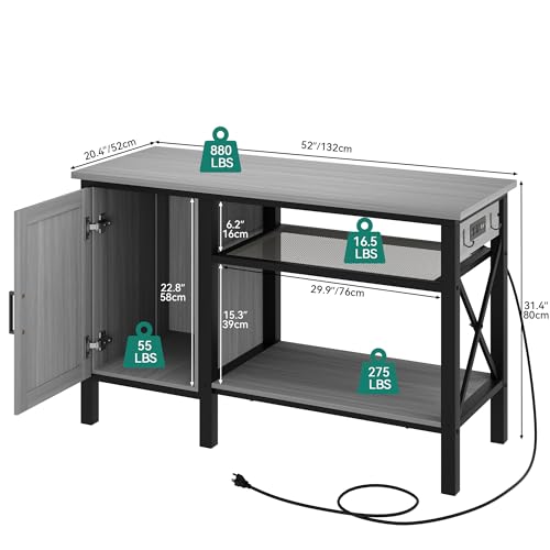 YITAHOME Heavy Duty Metal Aquarium Stand with Power Outlets, 55-75 Gallon Fish Tank Stand with Cabinet Accessories Storage Suitable for Fish Tank, Turtle Tank, 880LBS Capacity, White - WoodArtSupply