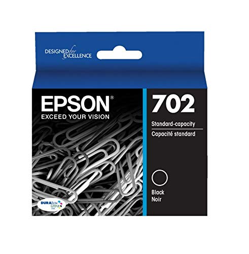 EPSON 702 DURABrite Ultra Ink Standard Capacity Black Cartridge (T702120-S) Works with WorkForce Pro WF-3720, WF-3730, WF-3733