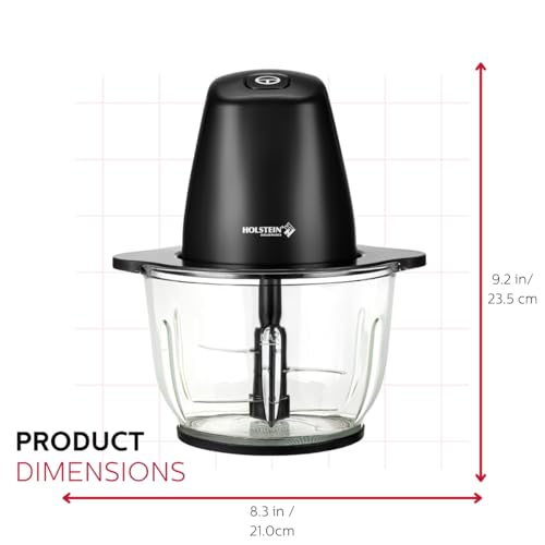 Holstein Housewares Electric Food Chopper – 1.9 QT, 8 Cup, Black, High-Powered Mini Food Processor for Chopping, Dicing & Blending, Compact & Easy to Use for Quick Meal Prep 250W Holstein Housewares