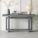 Merax 60 in Gray Console Table, Entryway Wood Minimalism Industrial Style Sofa Side Display for Entry Way, Hallway, Couch, Living Room, Foyer Merax