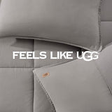 UGG Leonora Comforter Set with 2 Pillow Shams Lightweight Down Alternative Blanket Reversible Cozy Warm All Season Washable and Hypoallergenic Bedding Set, Full/Queen, Light Grey UGG
