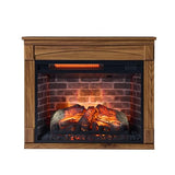 TEVUTEVU 28 inch TV Stand with Electric Fireplace, 1500W Heater & Remote Control, Mobile Entertainment Center with Wheels, 4 Adjustable Flame Settings,Timing Funcion, for Living Room,Dark Oak TEVUTEVU