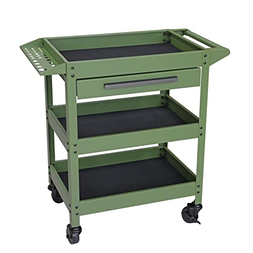 GSTANDARD 3 Layers Utility Cart: Rolling Tool Cart with Lockable Wheels and Multifunction Service Cart for Home, Garage, Kitchen, Office or Cafe, Torin