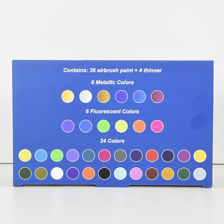HOMY ARTY Airbrush Paint - 36 Colors with 4 Thinner, Ready to Spray Airbrush Paint Set, Water-Based Acrylic Air brush Paints for Metal, Plastic Models, Canvas, Wood - 40 Bottles HOMY ARTY