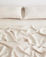 Bed Threads - Linen Fitted Sheet - 100% French Flax Linen - 170 GSM - Luxury & Eco-Friendly - Breathable, Durable & Soft - Single Fitted Sheet Only - Machine Washable - Twin XL - Oatmeal Bed Threads