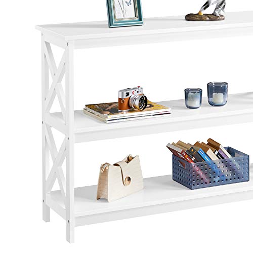 Yaheetech White 3-Tier Console Table with Storage Shelves for Entryway and Living Room - WoodArtSupply