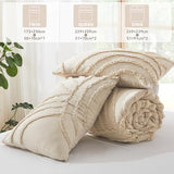 ENJOHOS Twin/Twin XL Boho Comforter Set - Beige Cream Tufted Bedding Comforter Sets, Fluffy Jacquard Rainbow Bedding for All Season, 2 Pieces Lightweight Soft Bed Set Boho Chic Decor ENJOHOS