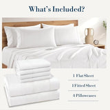 Casa Platino Queen Sheets Set –100% Cotton Queen Sheets with 4 Pillowcases, Lightweight Feel & Secure Fit, Crisp & Breathable Percale Weave with 15" Deep Pocket, Soft and Cozy – Pure White Casa Platino
