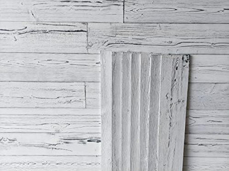 COLAMO 10pack White-Washed Weathered Real Pine Wood Peel and Stick Backsplash Wall Planks, Self Stick On Shiplap Boards Paneling for RV Bedroom Living Room Accent Wall, Adhesive Wooden Wall Panel COLAMO