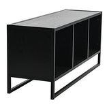 Household Essentials Jamestown TV Stand Coffee Table with Square Cube Storage Compartments Black Oak Wood Grain and Black Metal Household Essentials