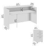 Bush Business Furniture Arrive 72W x 30D Reception Desk with Shelf and Mobile File Cabinet in Storm Gray Bush Furniture