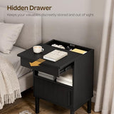 YATINEY Nightstand with Gun Drawer, Bedside Table with Hidden Compartment, End Table with Storage Cabinet, Night Stand for Bedroom, Office, Black ET22BB YATINEY