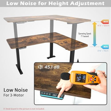 TOPSKY Electric Adjustable Standing and Sitting Computer Desk with 3 Legs for Home and Office 270lb Weight Capacity (Black, Triple) TOPSKY
