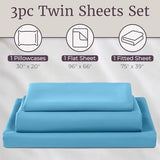 Brushed Microfiber Twin Sheets - 3-Piece Sheet Set with Pillowcase, Flat, and Fitted Sheets - Wrinkle and Fade-Resistant Bedding by Lavish Home (Blue) Lavish Home
