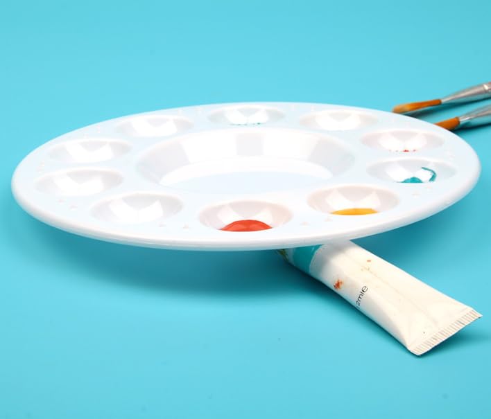 Rackii 10pcs Plastic Paint Palette Trays - Reusable Artist Palettes for Oil, Acrylic & Watercolor Painting, Perfect Paint Holder Trays for Studios, Classes & Birthday Painting Parties Rackii